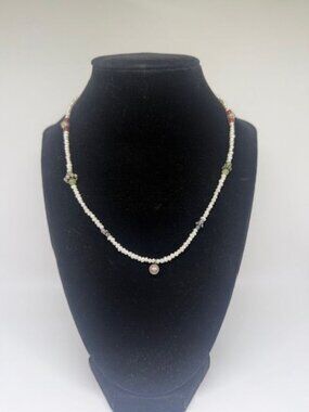 Vintage Marked 925 Silver Freshwater Pearl & Beaded Choker Necklace